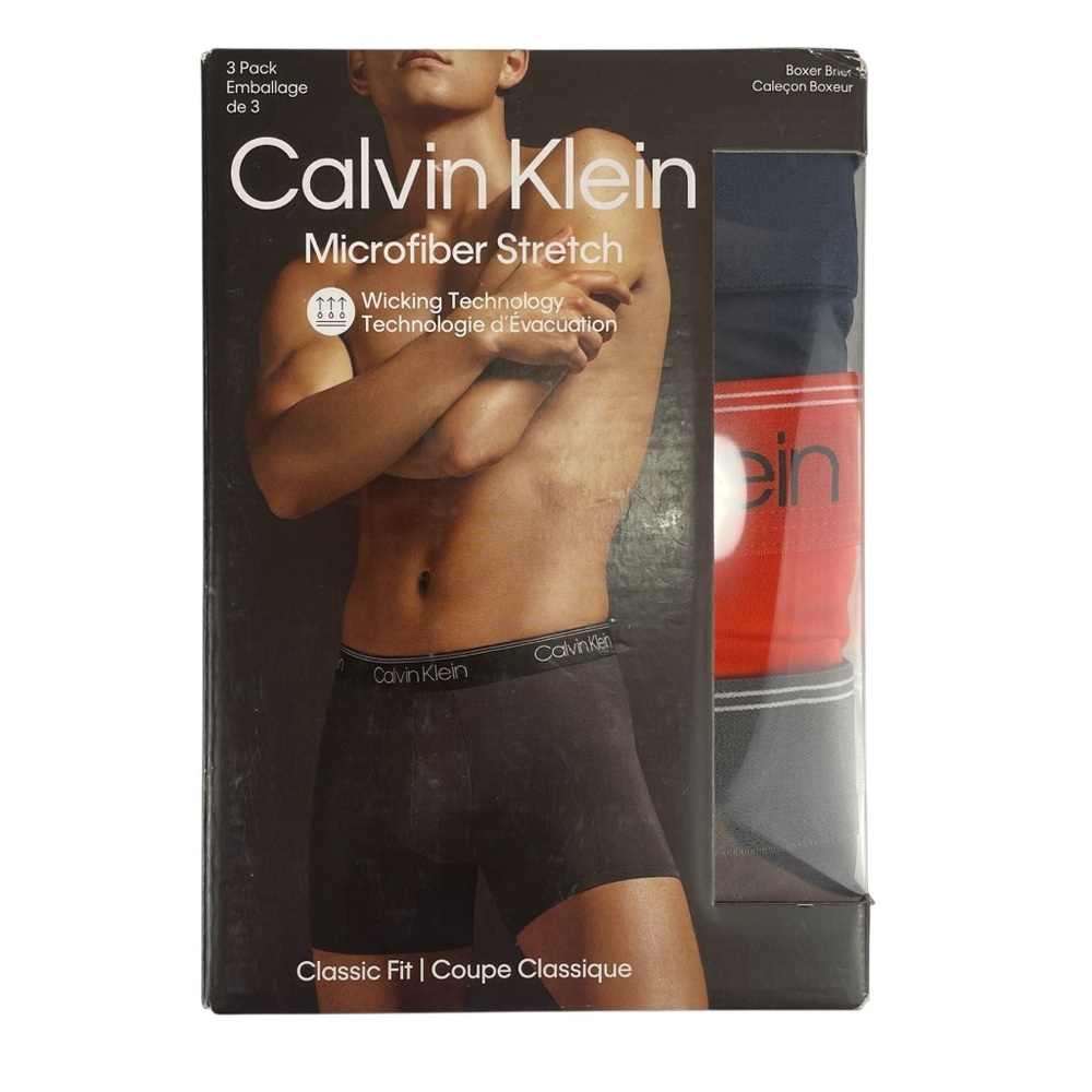 Calvin Klein Men's 3 Pack Microfiber Stretch Boxer Briefs Classic Fit Size XL